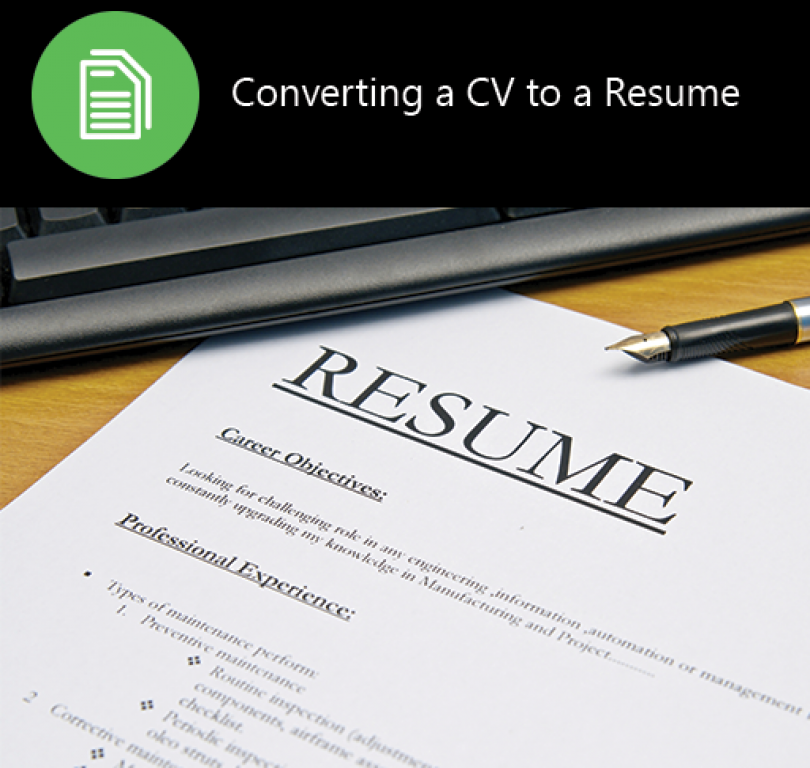 Converting a CV to a Resume